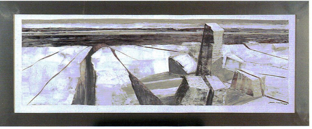 71º 15´ La - Norte, 70º 10´ Lo - Este. serie Geografía- óleo sobre tela- 154 x 64 cm- 1999- Jaime Sánchez
