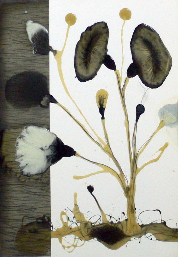 pintura en resina de poliéster sobre foam - 100 x 70 cm - 2002- Escolopendras en flor- serie flores- Jaime Sánchez Alonso -